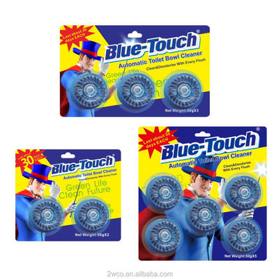kwaliteit  Blue-touch disposable toilet block deodorant tablet automatic toliet cleaner with 2 3 5 blocks fabriek